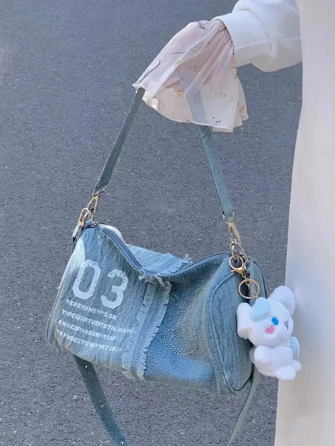 Retro Denim Shoulder Bag New Versatile Boston Crossbody Bag Causal Fashion Korean Women Bags