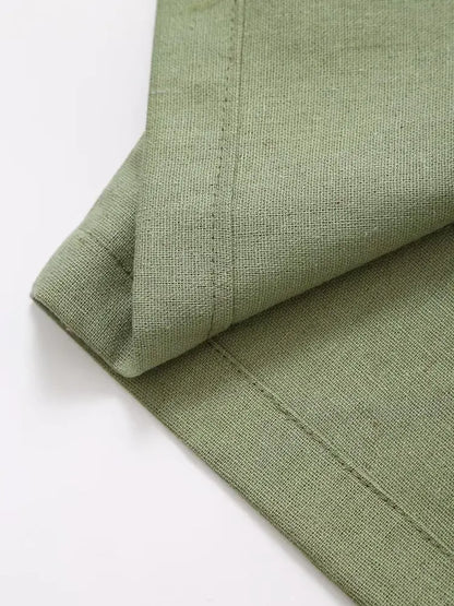 V-neck Green Slip Sexy Backless Dress For Summer Slim Slit Vacation Beach Long Dress Cotton Linen Blend Woman Clothing