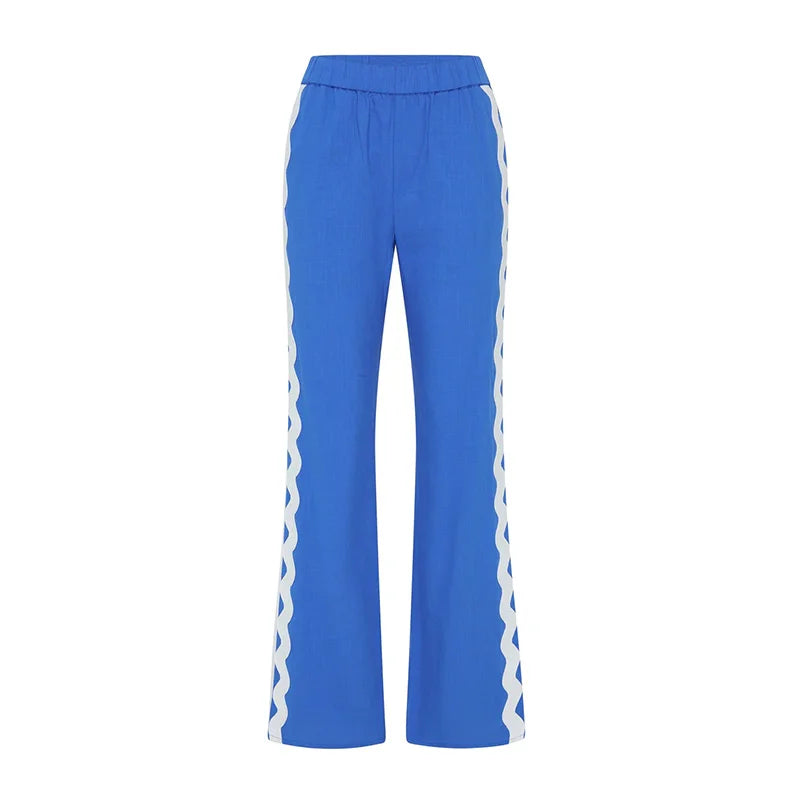 Casual Sleeveless Shirts Long Pant Woman's Set Versatile Loose O-neck Shirts High Waist Trousers Sets Female Spring Chic Outfits