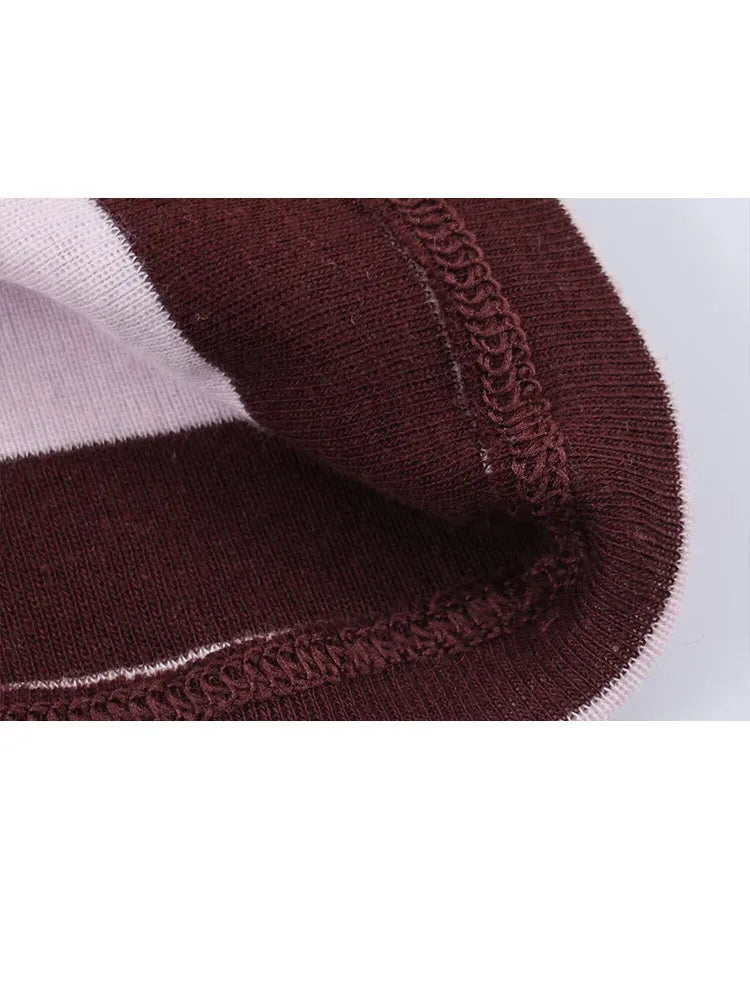 Women's Spring Fashion Versatile Round Neck Striped Short Pullover Top Female Elegant High Street Casual Long Sleeve Top