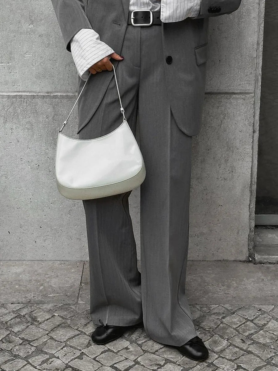 Women's Spring Summer New Loose Wide-Leg Suit Pants Elegant Office Classic Straight-Leg High-Waist Suit Trousers