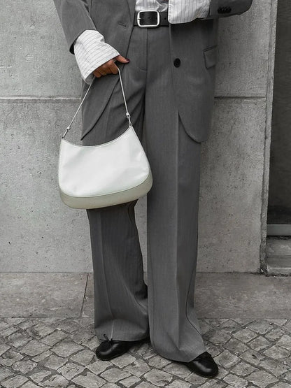 Women's Spring Summer New Loose Wide-Leg Suit Pants Elegant Office Classic Straight-Leg High-Waist Suit Trousers