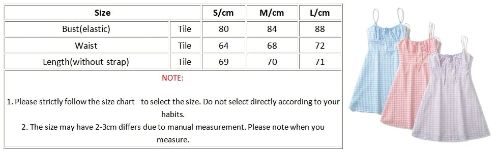 Spaghetti Strap Tie Up Plaid Dress Women Summer Beach Midi Sundress Strapless Retro Pink Short Vestidos Female Dress