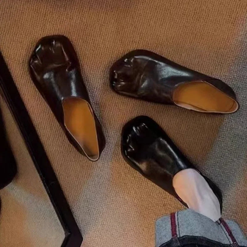 New Style Cat Claws Leather Flats Solid Slip On Leisure Dress Shoes Lovely Girls Fashion Concise Comfy Niche Design Shoes
