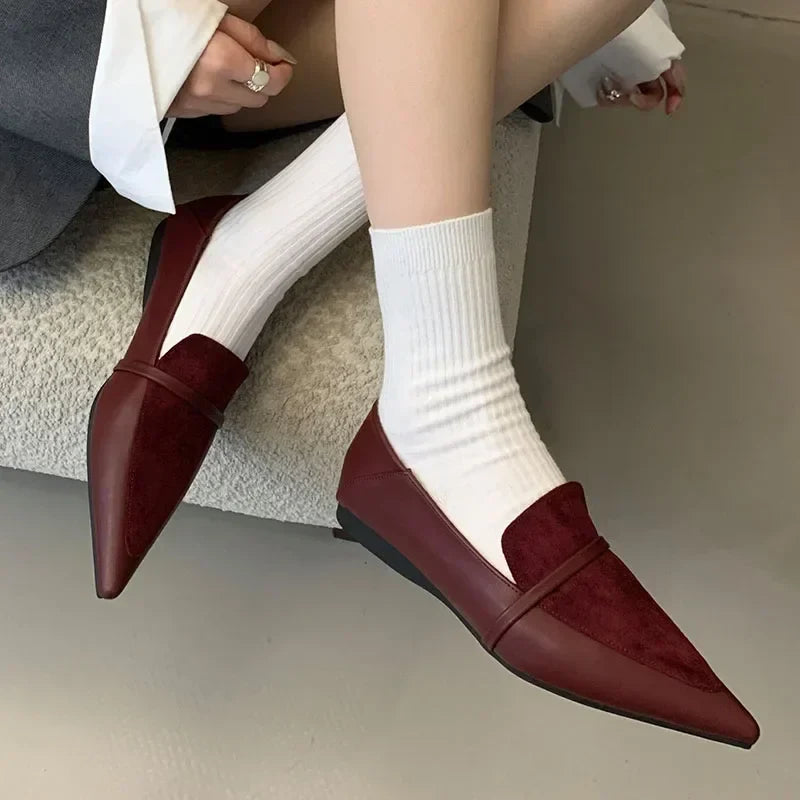 Pointed Toe Retro Flats Women Footwear Spring Autumn New Fashion Shallow Elegant Office Shoes Brand Loafers Ladies Zapatos Mujer