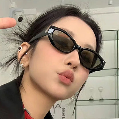 Fashion Oval Frame Sunglasses Personality Catwalk Small Frame Sunglasses Glasses Men's/Women's Universal UV400 Eyewear