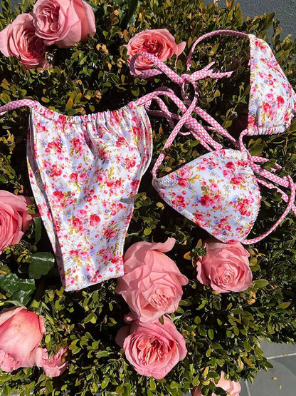 Push Up Bikinis Print Swimwear Women Halter Swimsuit Sexy Bikini Set Low Waist Thong Two Piece Suits 2024 Bathing Suits