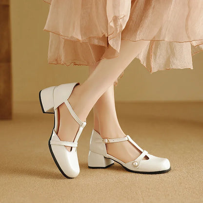 Female Sandal Comfort Shoes for Women Med Large Size 2024 Summer Block Heels Girls Medium Big Low Beige Chunky New Fashion Scand