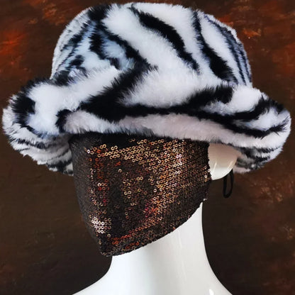 Winter 58-60cm XL Faux Fur Bucket Hat For Women Outdoor Warm Luxury Oversize Fisherman Hat Girl Trendy Party Long Fur Panama Cap