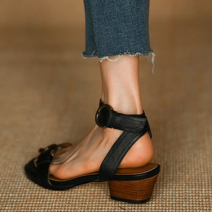 Summer Sandals Basic Retro Sandals Buckle Strap Womens Pumps Sheepskin Ladies Shoes Spring Autumn Gladiator Sandal Roman Style