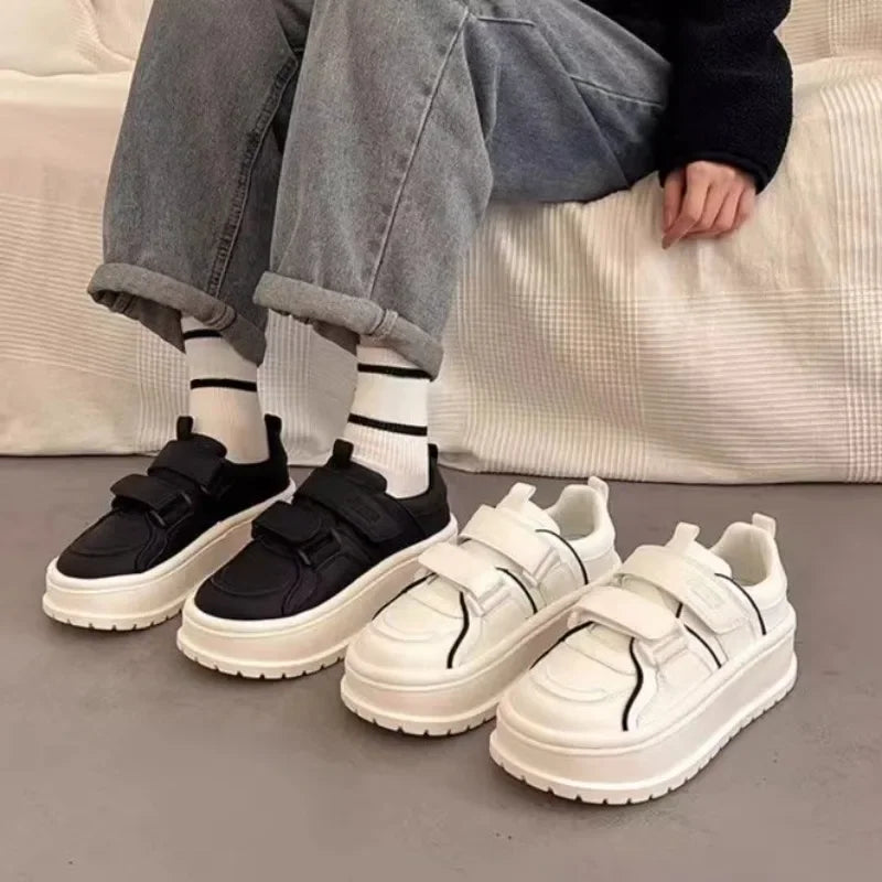Little White Shoes Heightening Women's Shoes New Outdoor Sneakers Summer Leather Platform Casual Running Shoes Girl
