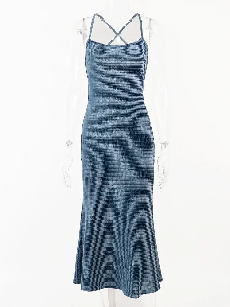 Beachwear Knit Sexy Spaghetti Strap Strapless Backless Lace Up Female Slip Holiday Club Bodycon Dress
