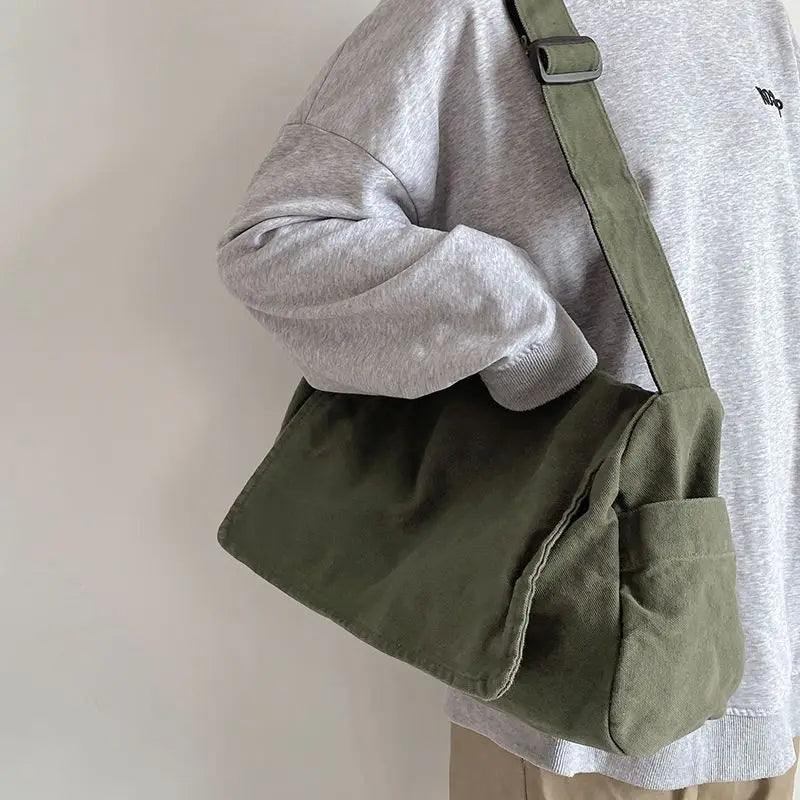 Canvas Bag for Female College Students Class Crossbody Postman Large Capacity Fashion Shoulder Bags