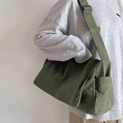 Canvas Bag for Female College Students Class Crossbody Postman Large Capacity Fashion Shoulder Bags
