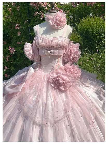 New pink wedding dress for coming-of-age ceremony student day party and banquet