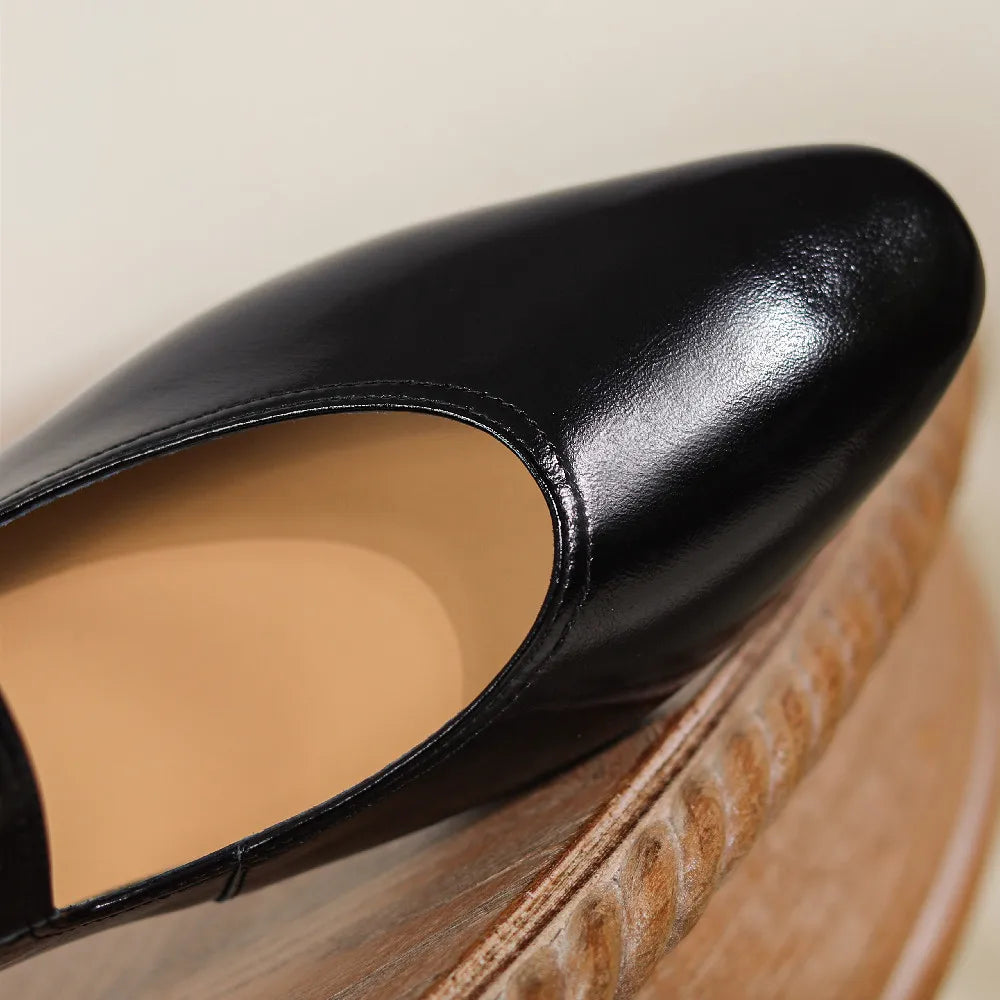 Women's genuine leather round toe metal belt slip-on ballet flats leisure soft comfortable casual daily mary jane ballerinas hot