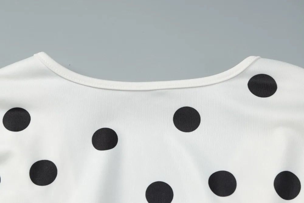 Spring Autumn Polka Dot Print Mini Dress Women Elegant Deep V Neck Flare Sleeve Slim High Waist A Line Short Party Dresses