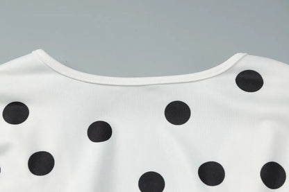 Spring Autumn Polka Dot Print Mini Dress Women Elegant Deep V Neck Flare Sleeve Slim High Waist A Line Short Party Dresses