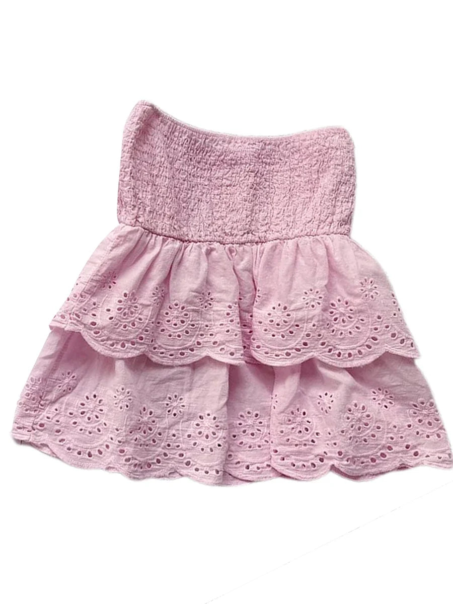 Women s Stylish Off-Shoulder Crop Tops with Ruffle Trim and Smocked Waistband for Casual Summer Outfits