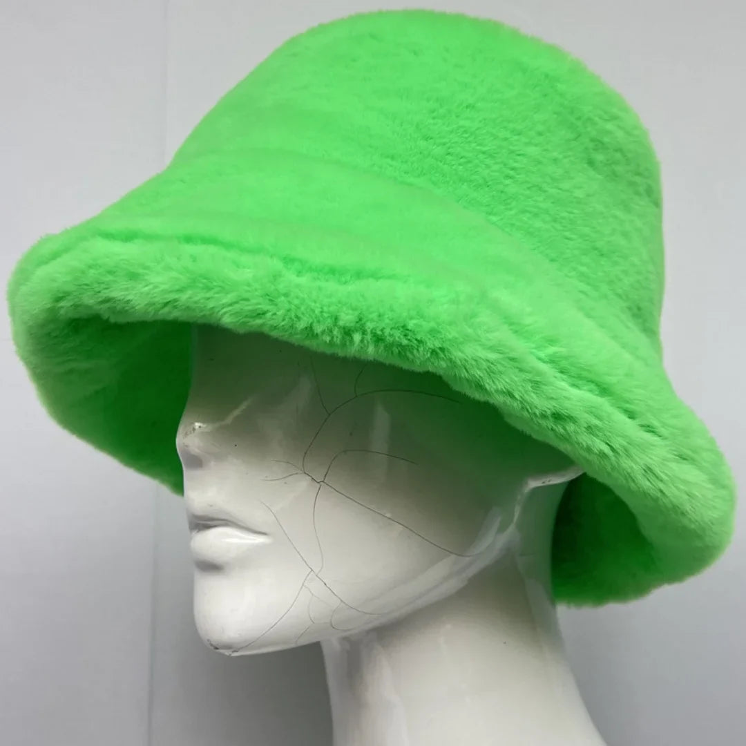 Winter 58-60cm XL Faux Fur Bucket Hat For Women Outdoor Warm Luxury Oversize Fisherman Hat Girl Trendy Party Long Fur Panama Cap