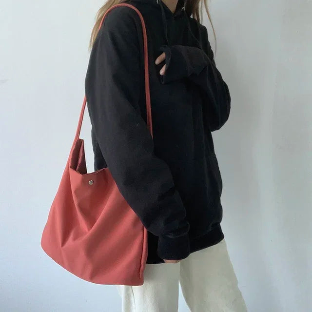 Simple Solid Sweet Canvas Women Shoulder Bags Students Fashion Casual Streetwear Crossbody Bag All Match Y2k Aesthetic Handbags