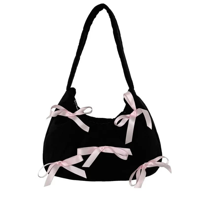 Hit Color Bow Bolsos Mujer New Sweet Ins Bag Shoulder Underarm Bags Casual Sac Femme Niche Design Fashion All-match Bolsas