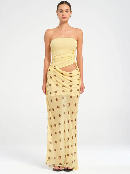 Polka Dot Patchwork Maxi Dress