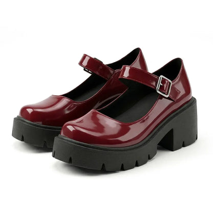 Women's Classic Mary Janes Shoes Platform Dress Low Chunky Heel Pumps Round Toe Ankle Strap Oxfords Shoes Good Quality