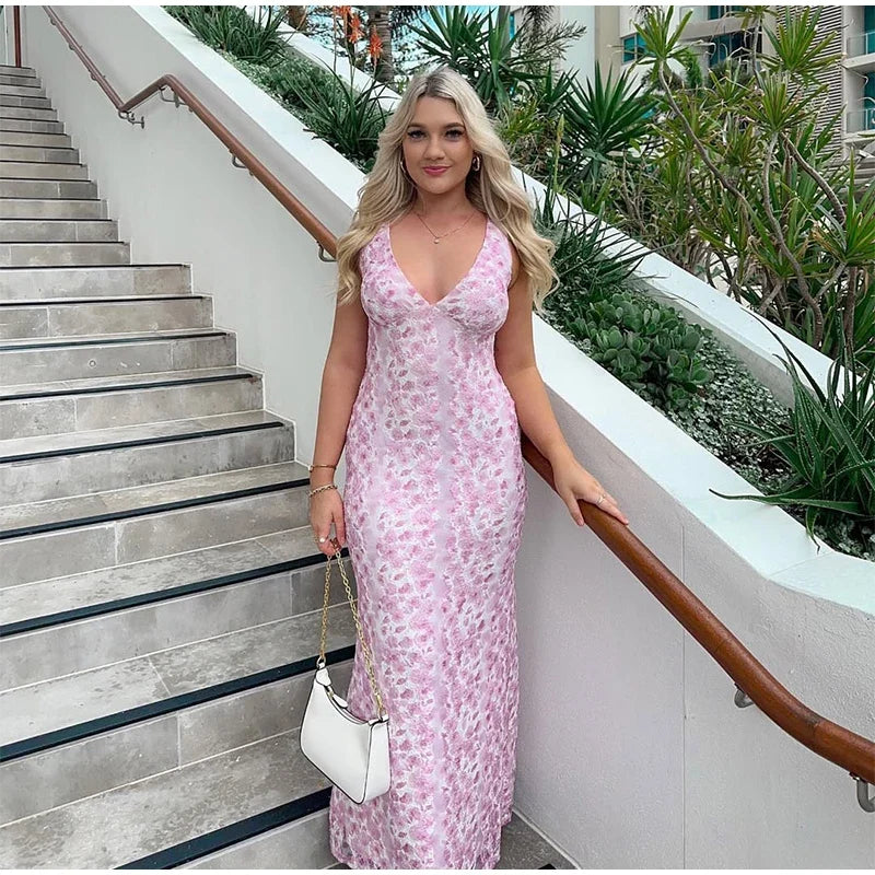 Sexy Sequined Patchwork Women's Dress Elegant Slim V-neck Waist Cinching Hip Package Long Dressess Female Summer Lady Vestdios