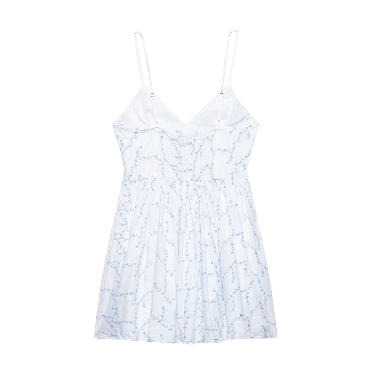 Summer Elegant Embroidery Sling Mini Dress For Women Holiday Sleeveless Backless V-Neck Pocket Side Zipper Causal Dresses