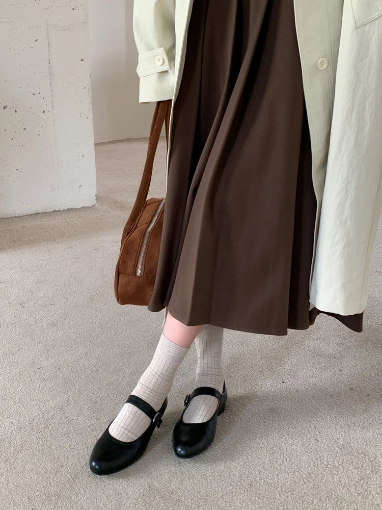 Fashion Women Flats Brand Design Square Toe Women Ballet Shoes Casual Buckle Strap Female Dress Shoes Low Heels Mu