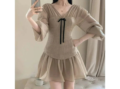 New High-End Elegant V-Neck Waist-Cinching Dress Gentle Style Stunning Slimming A-Line Dress for Women