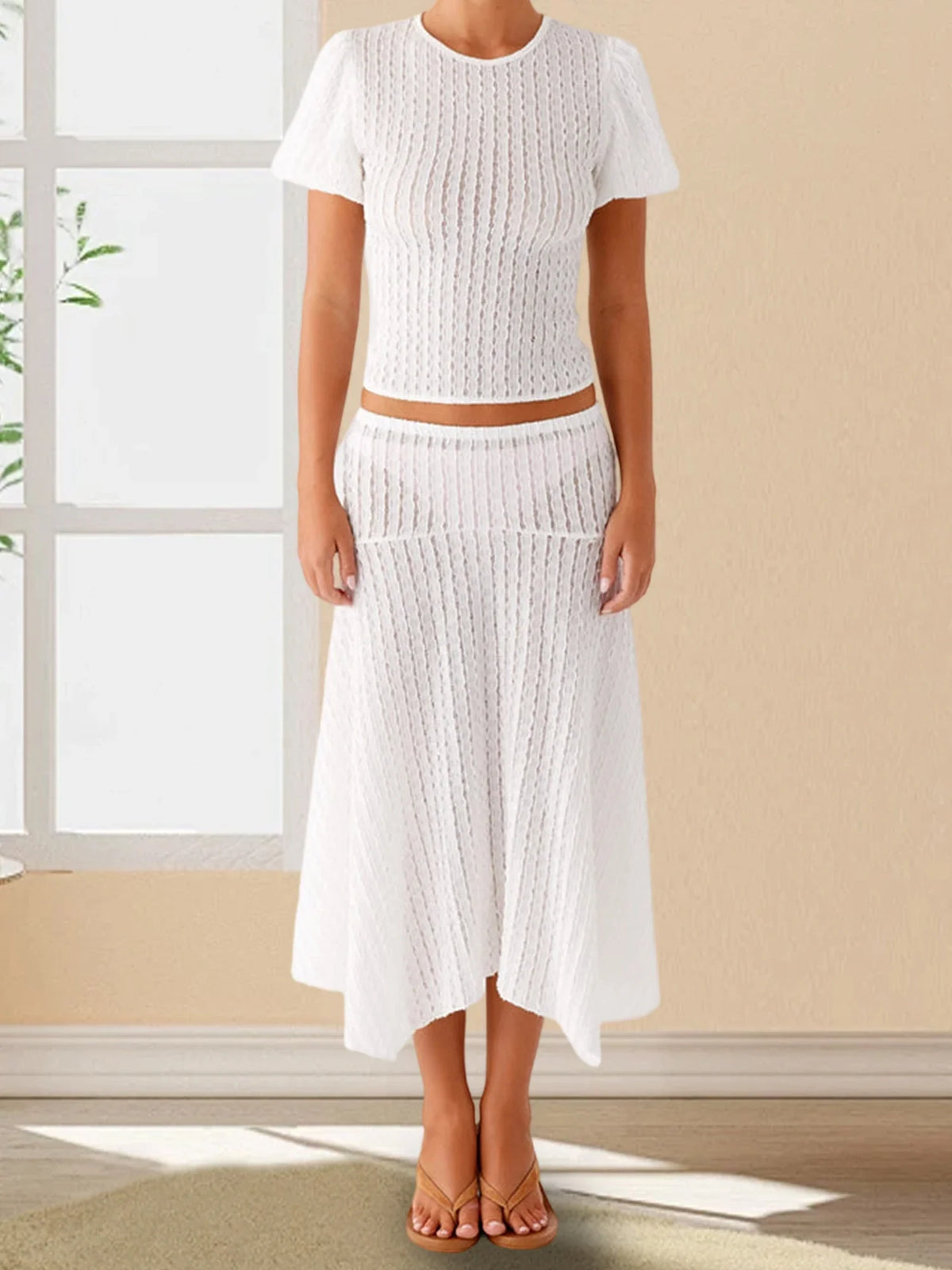 Casual Summer Ensemble Vibrant Crop Tops and Flowy Skirts for Trendy Street Style Fashionistas