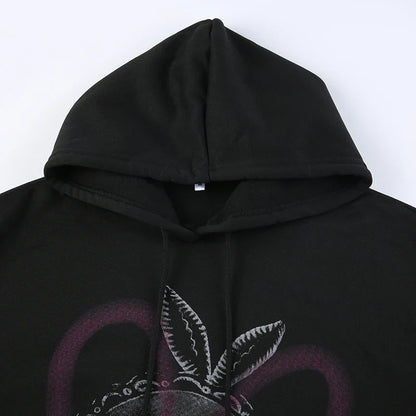 American Street Fun Unisex Graffiti Print Hooded Hoodie Women's Loose Oversize Coat