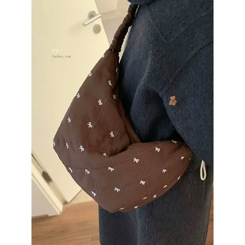 Down Bag for Women New Korean Niche Nylon Versatile Crossbody Single Shoulder Underarm Hobos Bags
