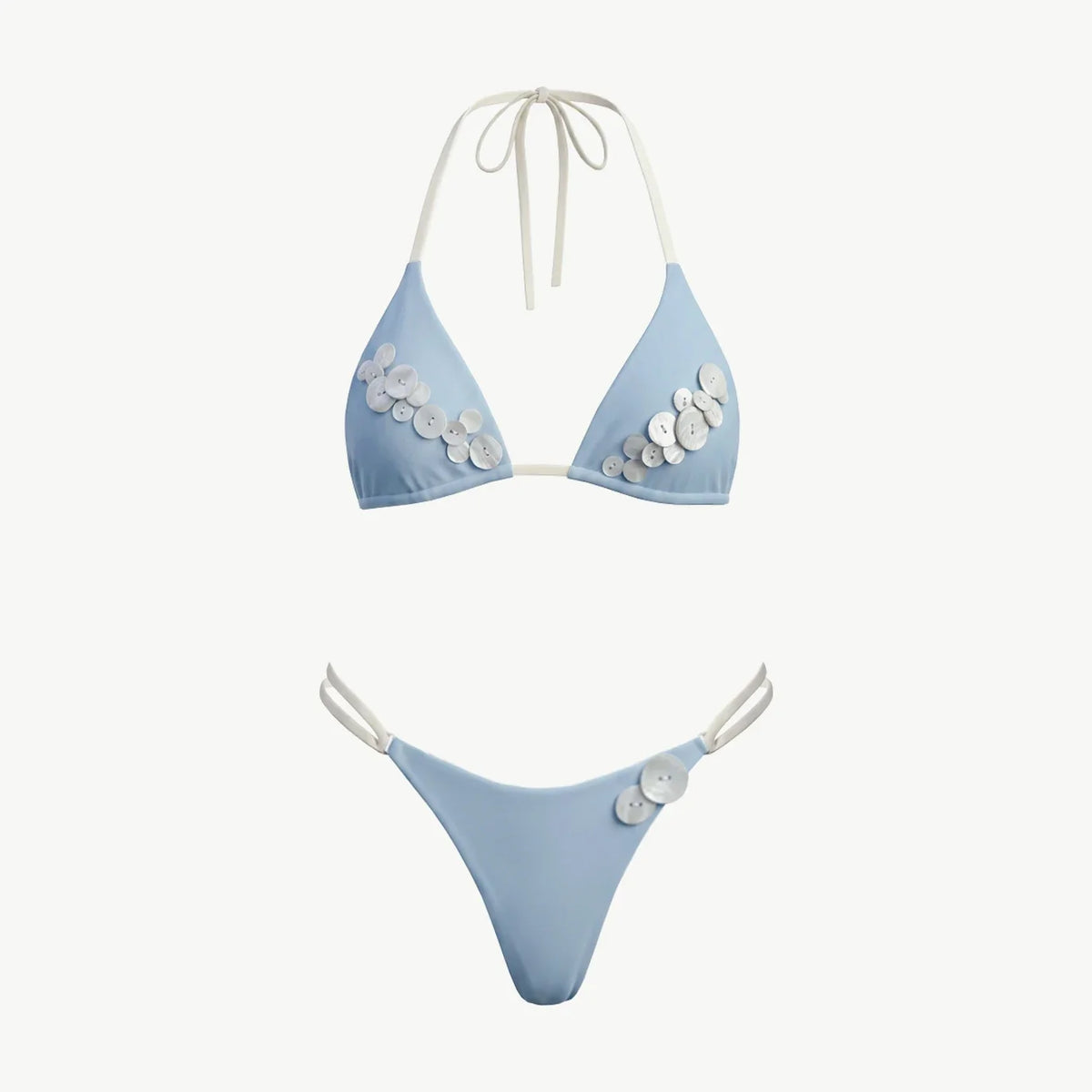 Sexy Button Bikini with Skirt Swimsuit Women Shirring Swimwear High Leg Resort Wear Bathing Suit Beachwear Halter Biquini