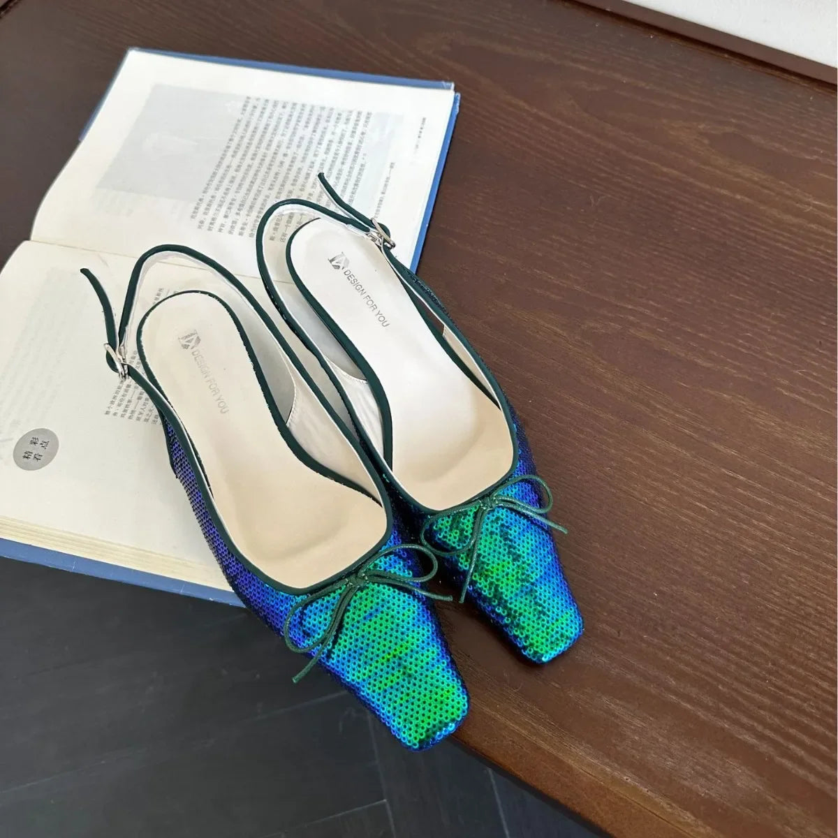 Sandals Straps Slip-on Loafers Summer Women's Suit Female Beige Bling Bling Open Shoes Heel Elastic Band Comfort Black Bright G