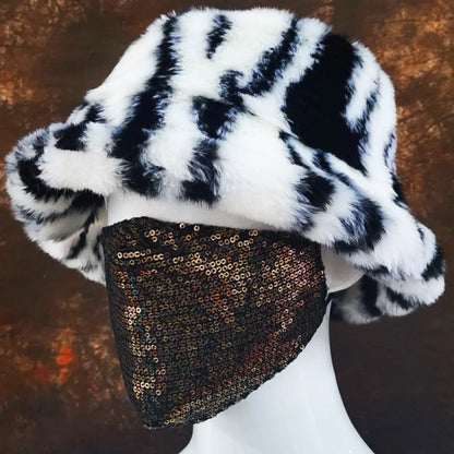 Winter 58-60cm XL Faux Fur Bucket Hat For Women Outdoor Warm Luxury Oversize Fisherman Hat Girl Trendy Party Long Fur Panama Cap