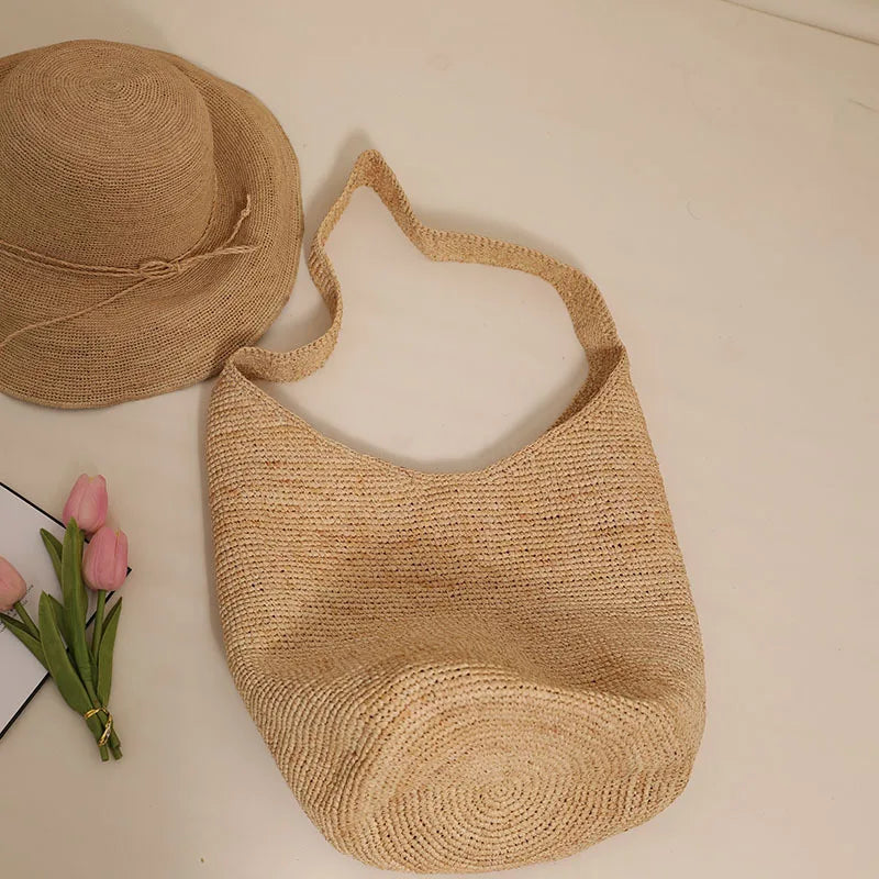 Lafite Grass Large Capacity Shoulder New Water Bucket Straw Woven Holiday Style Beach Versatile Women's Bag