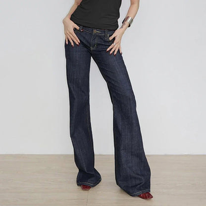 Basic Low Rise Straight Jeans Streetwear y2k Letter Embroidery Baggy Denim Pants Women's Trouser Vintage 2000s Mom Jeans