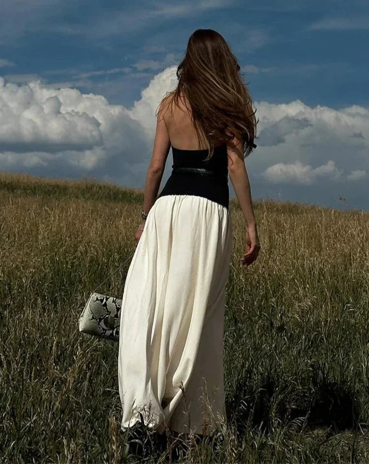 Halter Neck Belted A-Line Maxi Dress