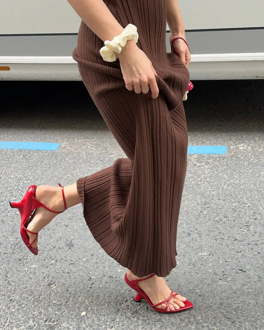 Mock Neck Sleeveless Rib Knit Bodycon Maxi Dress