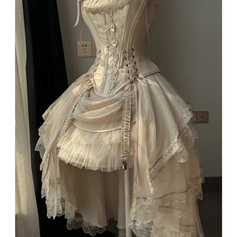 Pre-Sale Champagne Gold Short Front and Long Back Gorgeous Caramel Antique Dress Suit