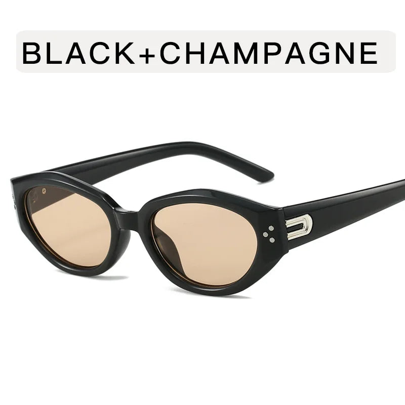 Fashion Oval Frame Sunglasses Personality Catwalk Small Frame Sunglasses Glasses Men's/Women's Universal UV400 Eyewear