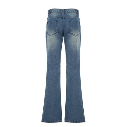 Y2K Blue Straight Jeans Korean Fashion Street Style Denim Pants Basic Casual Harajuku Slim Fit Trousers Spring Outfit