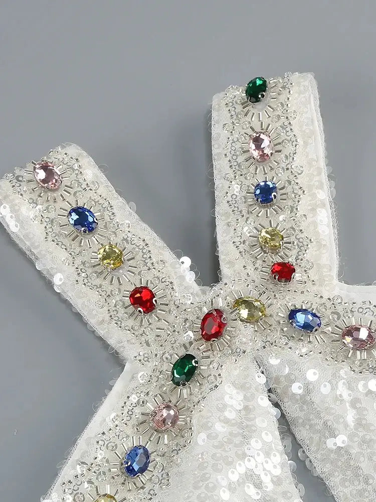 Halter Keyhole Rhinestone Trim Ruched Waist Sequin Mermaid Maxi Gown