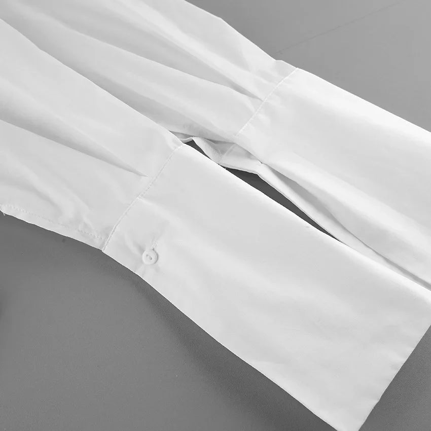 Pure cotton shirt for women, high-end, light luxury, versatile, pleated, waist cinching, slim fit, long sleeved, lapel shirt