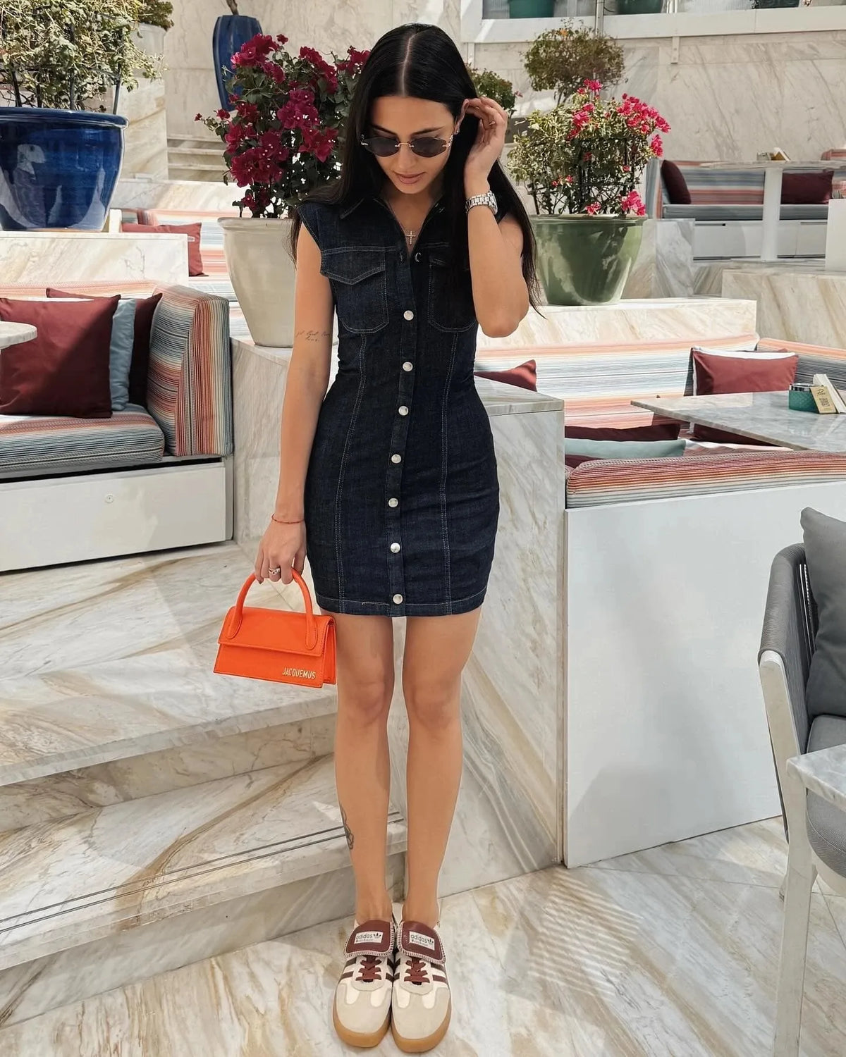 Turn Down Collar Sleeveless Denim Dress Single Breasted Short Dress For Women 2025 New Tight Navy Blue Summer Dresses Vestidos