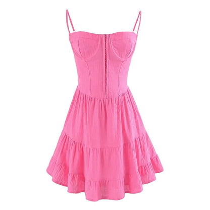 Boho Beach Wear Strap Mini Dresses For Women Vintage Sleeveless Backless Sexy Summer Short Dress Casual Cotton Vestidos Robe