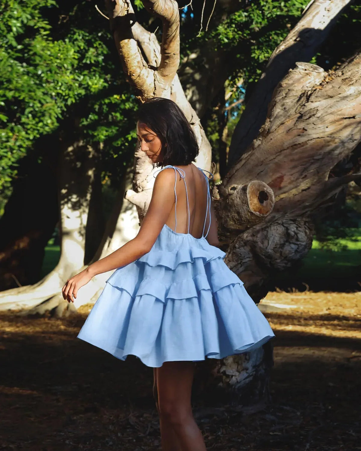Holiday Beach Sling Mini Dress New Summer Multi-layer Ruffle Cake Dress for Women Short Backless Sleeveless Dress 2024 Vestidos
